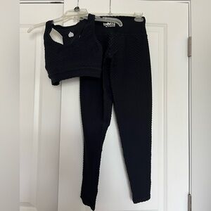 Booty by Brabants Croco set full-length leggings + sports bra; Black color